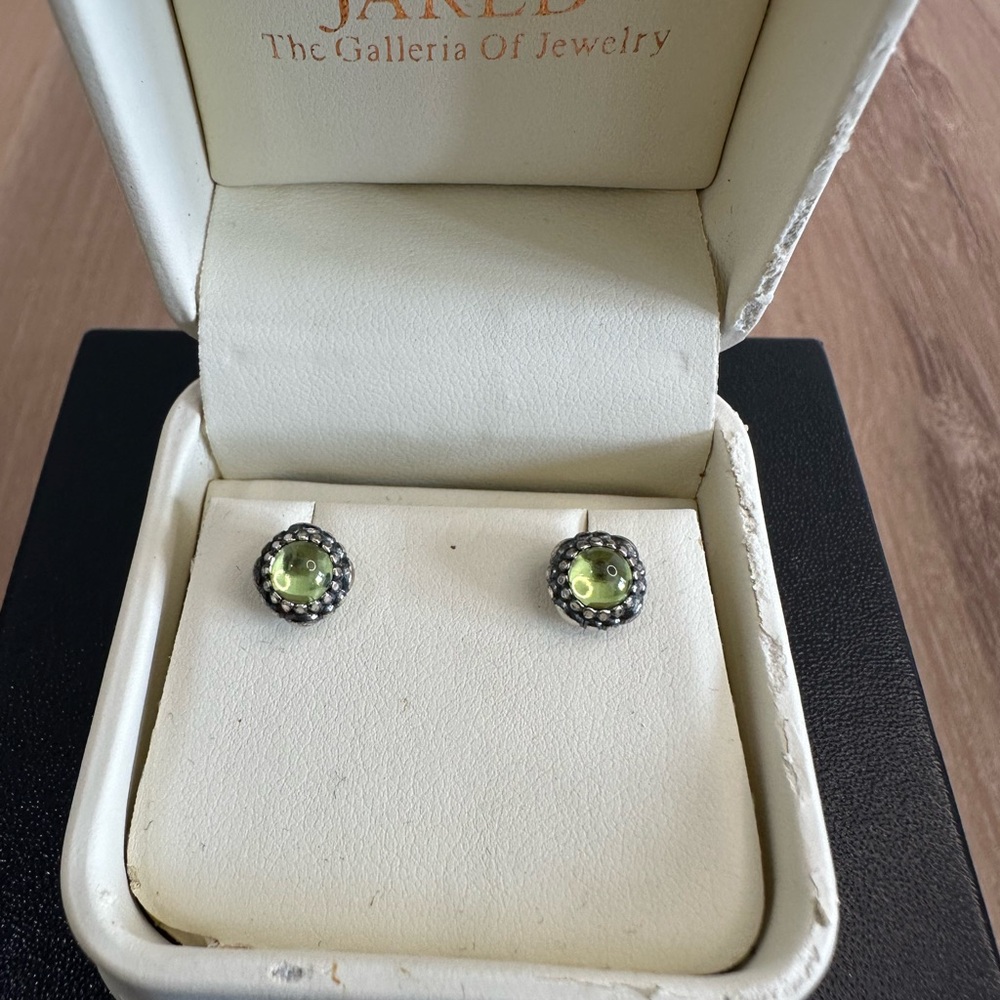 Pandora Silver and Peridot Stud Earrings